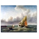 Ocean Seascape Oil Painting on Canvas Sailing Boat Big Waves Ships-096 Hand Painted Classical
