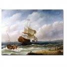 100% Handmade Ocean Seascape Oil Painting on Canvas Sailing Boat Big Waves Ships-097 Hand