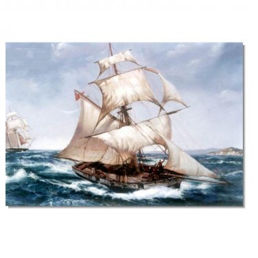 100% Hand-Paint Ocean Seascape Oil Painting on Canvas Sailing Boat Big Waves Ships-101 Hand