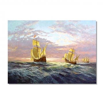 100% Hand-Paint Ocean Seascape Oil Painting on Canvas Sailing Boat Big Waves Ships-108 Hand