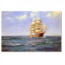 Ocean Seascape Oil Painting on Canvas Sailing Boat Big Waves Ships-121 Hand Painted Classical