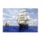 100% Handmade Ocean Seascape Oil Painting on Canvas Sailing Boat Big Waves Ships-157 Hand