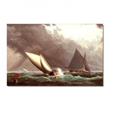 100% Hand-Paint Ocean Seascape Oil Painting on Canvas Sailing Boat Big Waves Ships-221 Hand