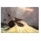 100% Hand-Paint Ocean Seascape Oil Painting on Canvas Sailing Boat Big Waves Ships-239 Hand