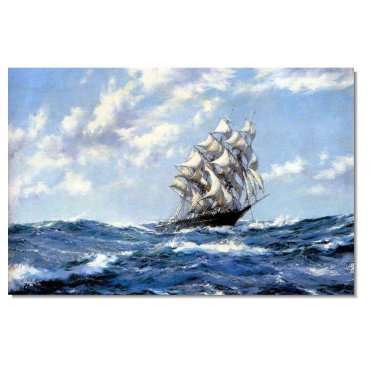 100% Hand-Paint Ocean Seascape Oil Painting on Canvas Sailing Boat Big Waves Ships-381 Hand