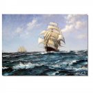 100% Hand-Paint Ocean Seascape Oil Painting on Canvas Sailing Boat Big Waves Ships-424 Hand