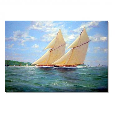 100% Hand-Paint Ocean Seascape Oil Painting on Canvas Sailing Boat Big Waves Ships-573 Hand
