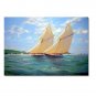 100% Hand-Paint Ocean Seascape Oil Painting on Canvas Sailing Boat Big Waves Ships-573 Hand