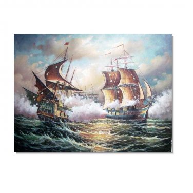 100% Hand-Paint Ocean Seascape Oil Painting on Canvas Sailing Boat Big Waves Ships-687 Hand