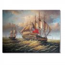 100% Handmade Ocean Seascape Oil Painting on Canvas Sailing Boat Big Waves Ships-701 Hand