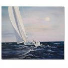 100% Hand-Paint Ocean Seascape Oil Painting on Canvas Sailing Boat Big Waves Ships-724  Hand