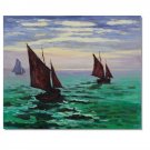 100% Hand-Paint Boats Leaving the Harbor Claude Monet Oil Painting Reproduction Hand Painted