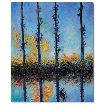 100% Hand-Paint Poplars Claude Monet Oil Painting Reproduction Hand Painted High Quality Wall