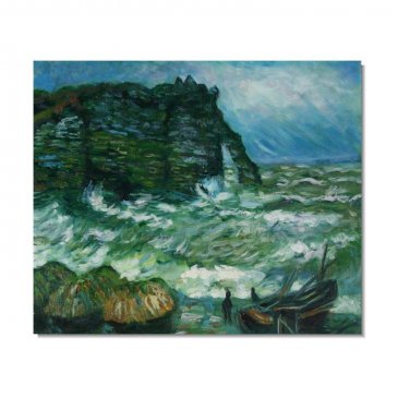 Rough Sea at Etretat Claude Monet Oil Painting Reproduction Hand Painted High Quality Wall Art Decor