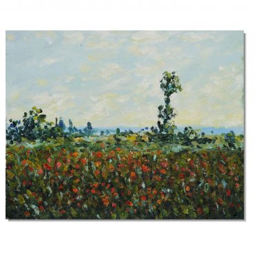 100% Hand-Paint The Fields of Poppies Claude Monet Oil Painting Reproduction Hand Painted High