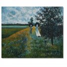 100% Hand-Paint Walking Near Argenteuil Claude Monet Oil Painting Reproduction Hand Painted High