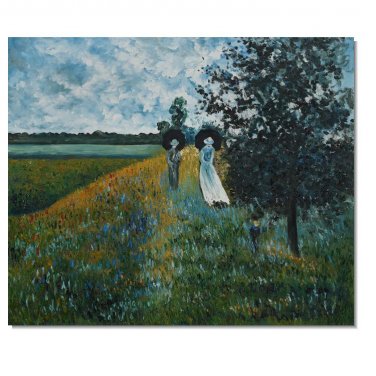 100% Hand-Paint Walking Near Argenteuil Claude Monet Oil Painting Reproduction Hand Painted High