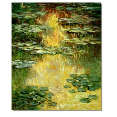 Water Lilies (Yellow Hue) Claude Monet Oil Painting Reproduction Hand Painted High Quality Wall