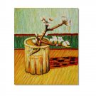 100% Hand-Paint Blossoming Almond Branch in a Glass Vincent van Gogh Oil Painting Reproduction