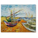100% Hand-Paint Boats at St. Marie's Vincent van Gogh Oil Painting Reproduction Hand Painted