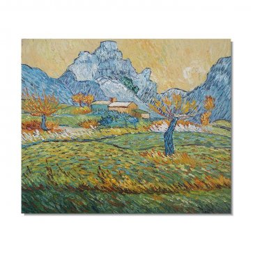Field with Pollard Trees and Mountainous Background Vincent van Gogh Oil Painting Reproduction