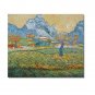 Field with Pollard Trees and Mountainous Background Vincent van Gogh Oil Painting Reproduction