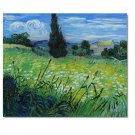 100% Hand-Paint Green Wheat Field with Cypress II Vincent van Gogh Oil Painting Reproduction