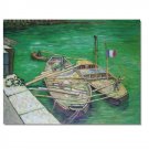 Quay with Men Unloading Sand Barges Vincent van Gogh Oil Painting Reproduction Hand Painted High