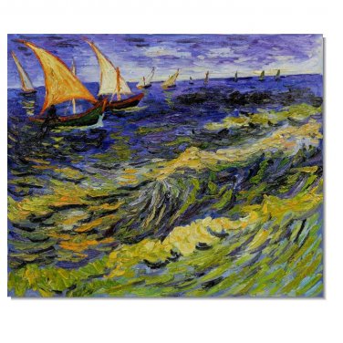 100% Hand-Paint Seascape at Saintes Maries de la Mer Vincent van Gogh Oil Painting Reproduction