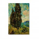 100% Hand-Paint Two Cypresses Vincent van Gogh Oil Painting Reproduction Hand Painted High
