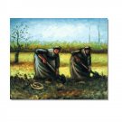 Two Peasant Women Digging Potatoes Vincent van Gogh Oil Painting Reproduction Hand Painted High
