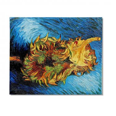 100% Hand-Paint Two Sunflowers 2 Vincent van Gogh Oil Painting Reproduction Hand Painted High
