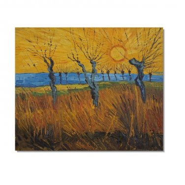 100% Hand-Paint Willows at Sunset Vincent van Gogh Oil Painting Reproduction Hand Painted High