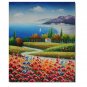 Flower Field Landscape Oil Painting Italian Tuscany Landscape Poppy Field Vineyard-004 High