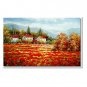 Flower Field Landscape Oil Painting Italian Tuscany Landscape Poppy Field Vineyard-005 High