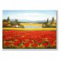 Flower Field Landscape Oil Painting Italian Tuscany Landscape Poppy Field Vineyard-007 High