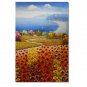 Flower Field Landscape Oil Painting Italian Tuscany Landscape Poppy Field Vineyard-009 High