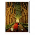 Flower Field Landscape Oil Painting Italian Tuscany Landscape Poppy Field Vineyard-011 High