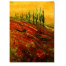 Flower Field Landscape Oil Painting Italian Tuscany Landscape Poppy Field Vineyard-013 High