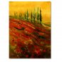 Flower Field Landscape Oil Painting Italian Tuscany Landscape Poppy Field Vineyard-013 High