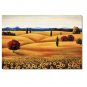 Flower Field Landscape Oil Painting Italian Tuscany Landscape Poppy Field Vineyard-015 High