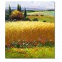 Flower Field Landscape Oil Painting Italian Tuscany Landscape Poppy Field Vineyard-016 High