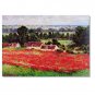 Flower Field Landscape Oil Painting Italian Tuscany Landscape Poppy Field Vineyard-017 High