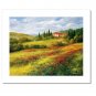 Flower Field Landscape Oil Painting Italian Tuscany Landscape Poppy Field Vineyard-020 High