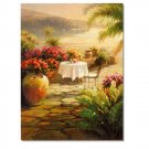 Flower Field Landscape Oil Painting Italian Tuscany Landscape Poppy Field Vineyard-021 High