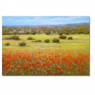 Flower Field Landscape Oil Painting Italian Tuscany Landscape Poppy Field Vineyard-025 High