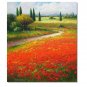 Flower Field Landscape Oil Painting Italian Tuscany Landscape Poppy Field Vineyard-026 High