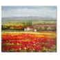 Flower Field Landscape Oil Painting Italian Tuscany Landscape Poppy Field Vineyard-033 High