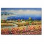 Flower Field Landscape Oil Painting Italian Tuscany Landscape Poppy Field Vineyard-039 High