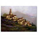 Flower Field Landscape Oil Painting Italian Tuscany Landscape Poppy Field Vineyard-042 High